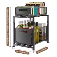 Slide-Out Pull-Out Cabinet Storage Rack with Suction Cups — Kitchen Organizer for Spices & Cutlery