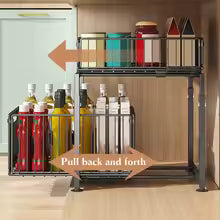 Slide-Out Pull-Out Cabinet Storage Rack with Suction Cups — Kitchen Organizer for Spices & Cutlery